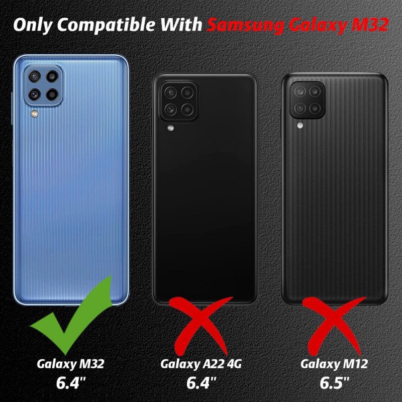 Hoesje voor Samsung Galaxy M32 Combo En Scherm Van Gehard Glas