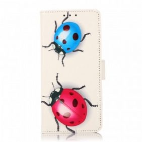 Leren Hoesje voor Samsung Galaxy M32 Lieveheersbeestjes