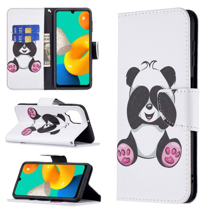 Leren Hoesje voor Samsung Galaxy M32 Panda-plezier