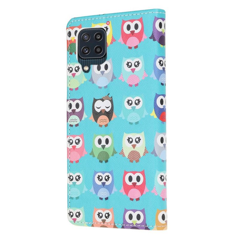 Leren Hoesje voor Samsung Galaxy M32 Uilen