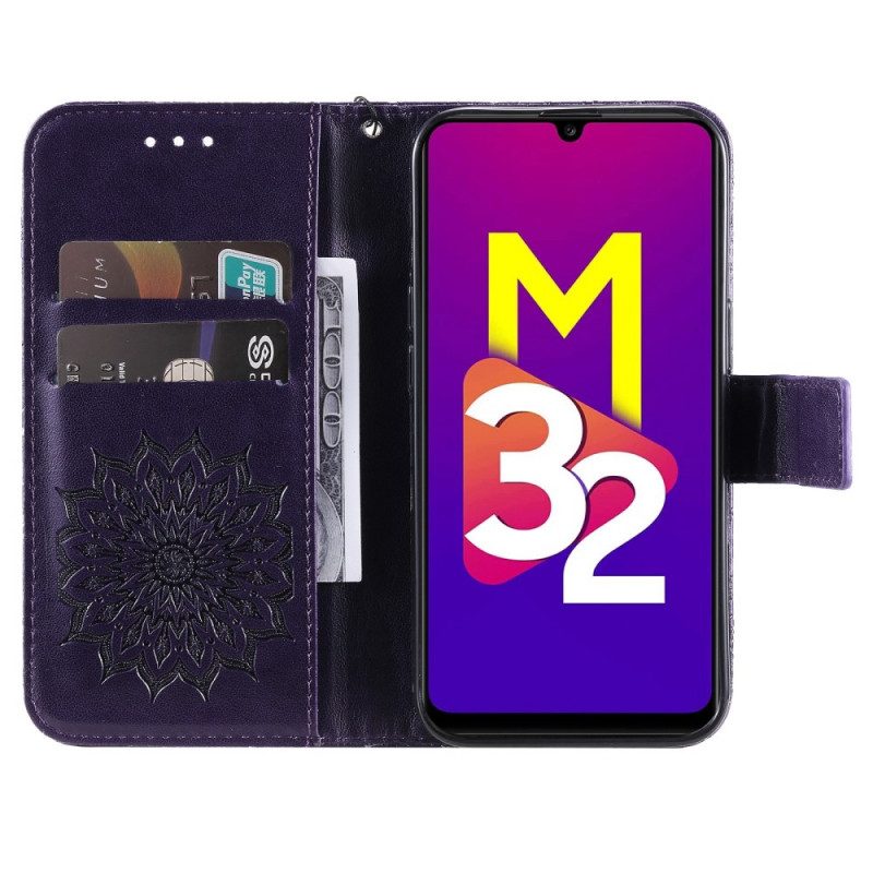 Leren Hoesje voor Samsung Galaxy M32 Zonnebloem