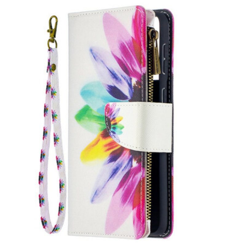 Folio-hoesje voor Samsung Galaxy S21 Plus 5G Aquarel Bloem Zakje Met Ritssluiting