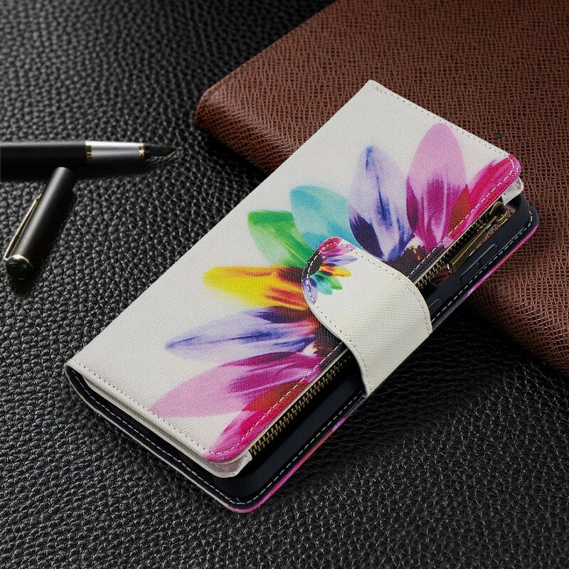 Folio-hoesje voor Samsung Galaxy S21 Plus 5G Aquarel Bloem Zakje Met Ritssluiting