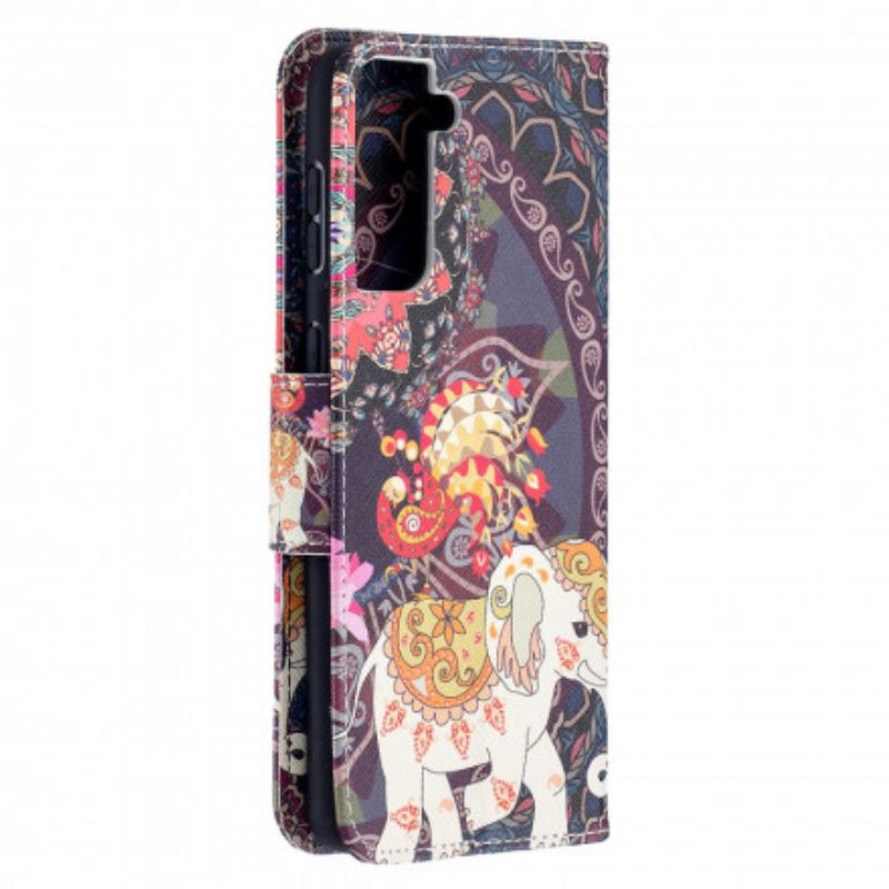 Folio-hoesje voor Samsung Galaxy S21 Plus 5G Etnische Olifanten Mandala