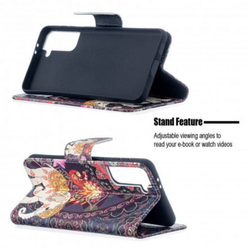 Folio-hoesje voor Samsung Galaxy S21 Plus 5G Etnische Olifanten Mandala