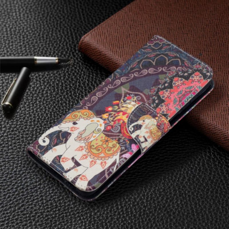 Folio-hoesje voor Samsung Galaxy S21 Plus 5G Etnische Olifanten Mandala