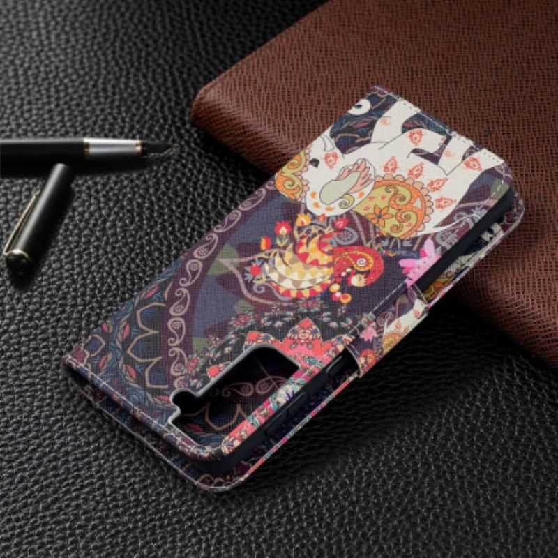 Folio-hoesje voor Samsung Galaxy S21 Plus 5G Etnische Olifanten Mandala