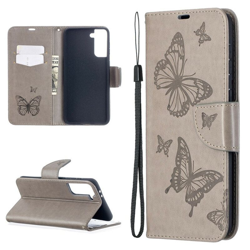 Folio-hoesje voor Samsung Galaxy S21 Plus 5G Flip Case Vlinders En Schuine Klep