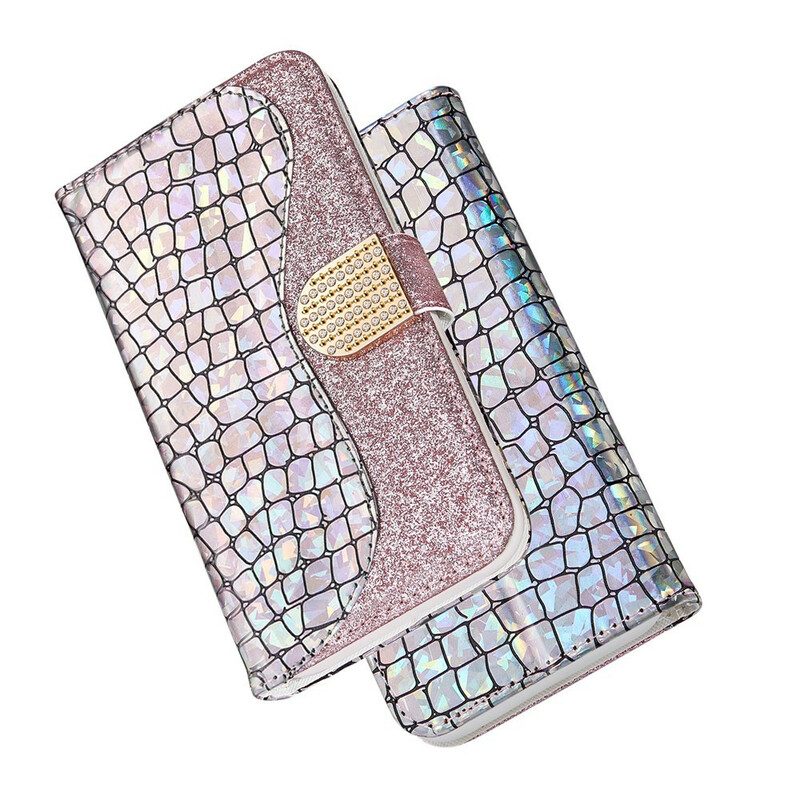 Folio-hoesje voor Samsung Galaxy S21 Plus 5G Krokodil Diamanten