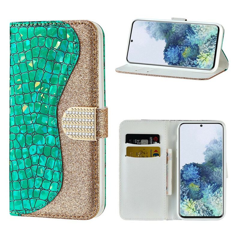 Folio-hoesje voor Samsung Galaxy S21 Plus 5G Krokodil Diamanten