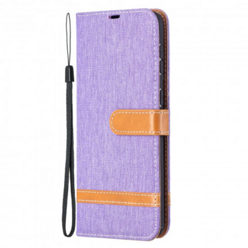 Folio-hoesje voor Samsung Galaxy S21 Plus 5G Met Ketting Band Van Stof En Leereffect