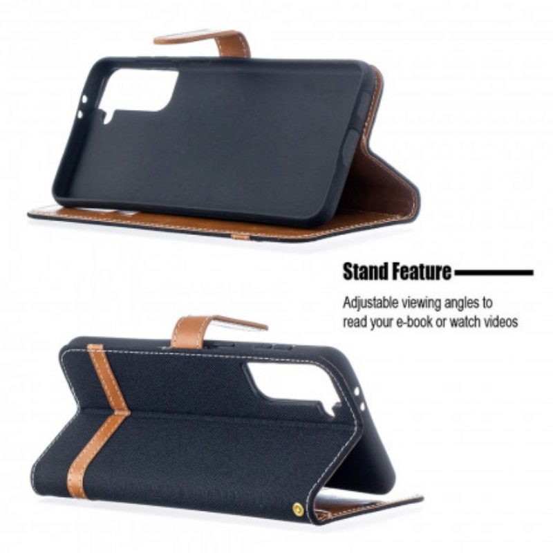 Folio-hoesje voor Samsung Galaxy S21 Plus 5G Met Ketting Band Van Stof En Leereffect