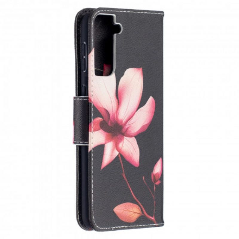 Folio-hoesje voor Samsung Galaxy S21 Plus 5G Roze Bloem