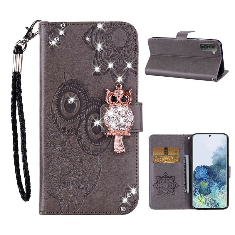 Folio-hoesje voor Samsung Galaxy S21 Plus 5G Uil Mandala En Charme