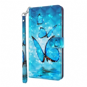 Folio-hoesje voor Samsung Galaxy S21 Plus 5G Vliegende Blauwe Vlinders