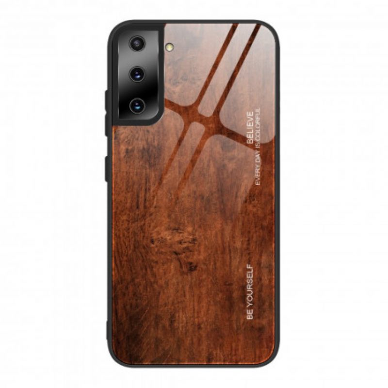 Hoesje voor Samsung Galaxy S21 Plus 5G Houtdesign Gehard Glas