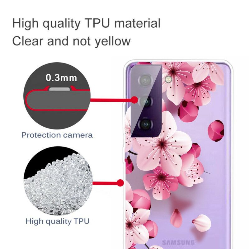 Hoesje voor Samsung Galaxy S21 Plus 5G Kleine Roze Bloemen