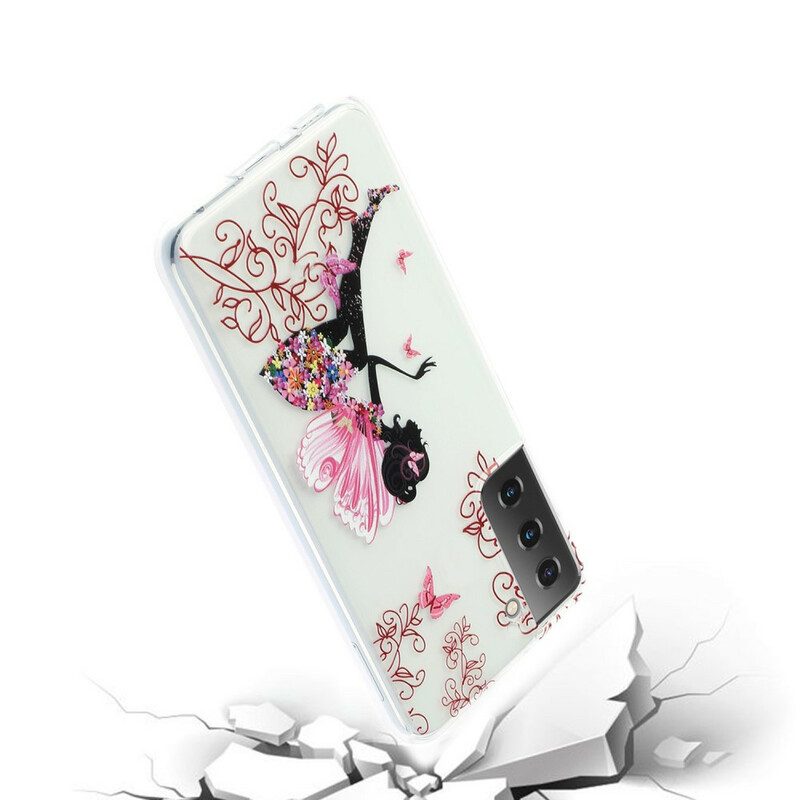 Hoesje voor Samsung Galaxy S21 Plus 5G Transparante Bloemenfee