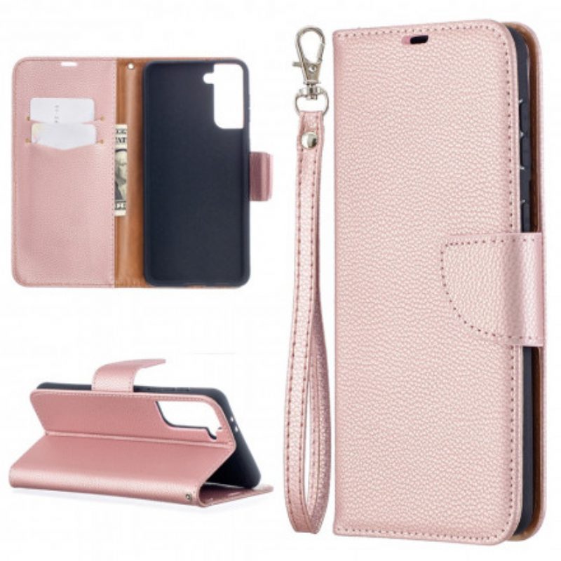 Leren Hoesje voor Samsung Galaxy S21 Plus 5G Folio-hoesje Lychee Rabat Schuin