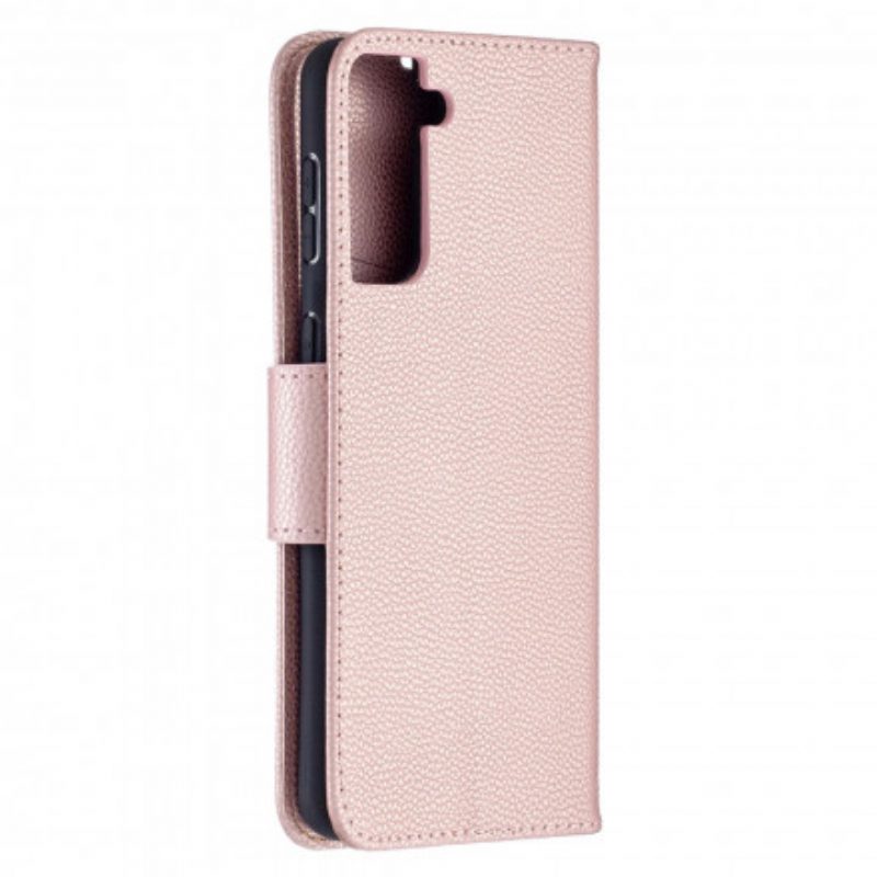 Leren Hoesje voor Samsung Galaxy S21 Plus 5G Folio-hoesje Lychee Rabat Schuin