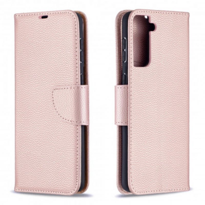 Leren Hoesje voor Samsung Galaxy S21 Plus 5G Folio-hoesje Lychee Rabat Schuin