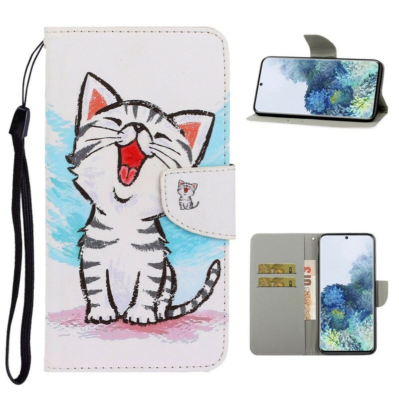 Leren Hoesje voor Samsung Galaxy S21 Plus 5G Met Ketting Strappy Kleur Kitten