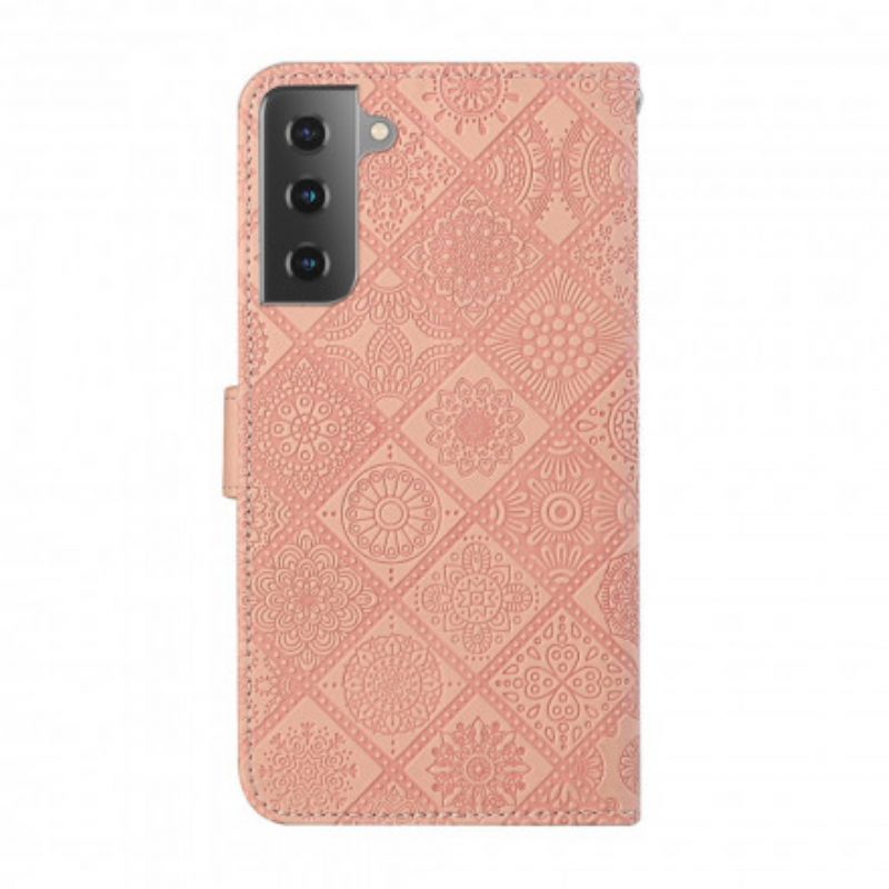 Leren Hoesje voor Samsung Galaxy S21 Plus 5G Tapijt Patroon