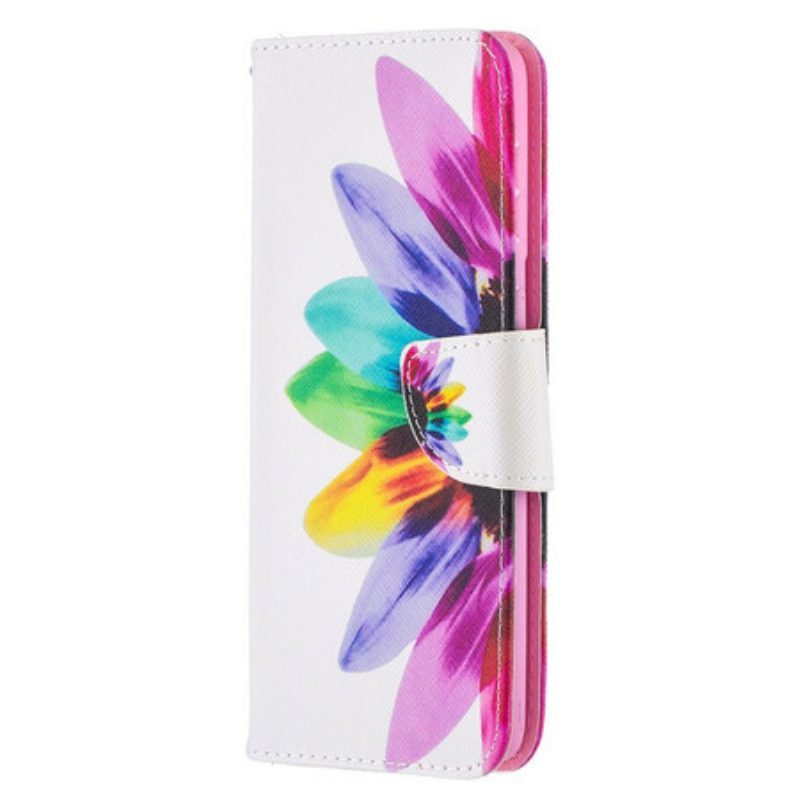 Leren Hoesje voor Samsung Galaxy S21 Plus 5G Waterverf Bloem