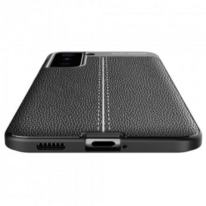 Telefoonhoesje voor Samsung Galaxy S21 Plus 5G Dubbellijnig Litchi-leereffect