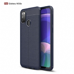 Telefoonhoesje voor Samsung Galaxy M21 Dubbellijnig Litchi-leereffect