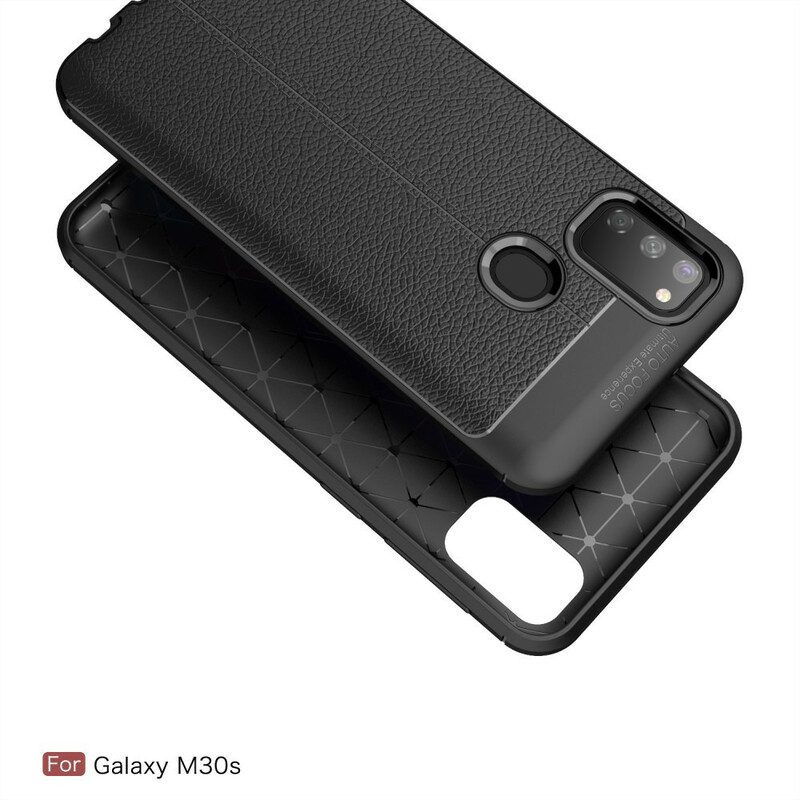 Telefoonhoesje voor Samsung Galaxy M21 Dubbellijnig Litchi-leereffect