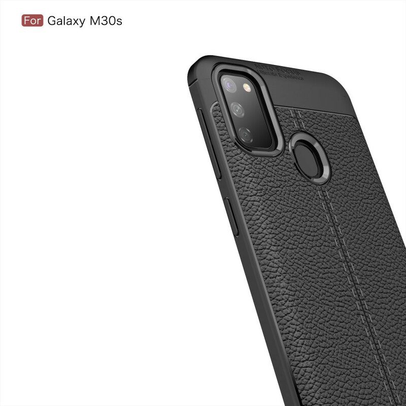 Telefoonhoesje voor Samsung Galaxy M21 Dubbellijnig Litchi-leereffect