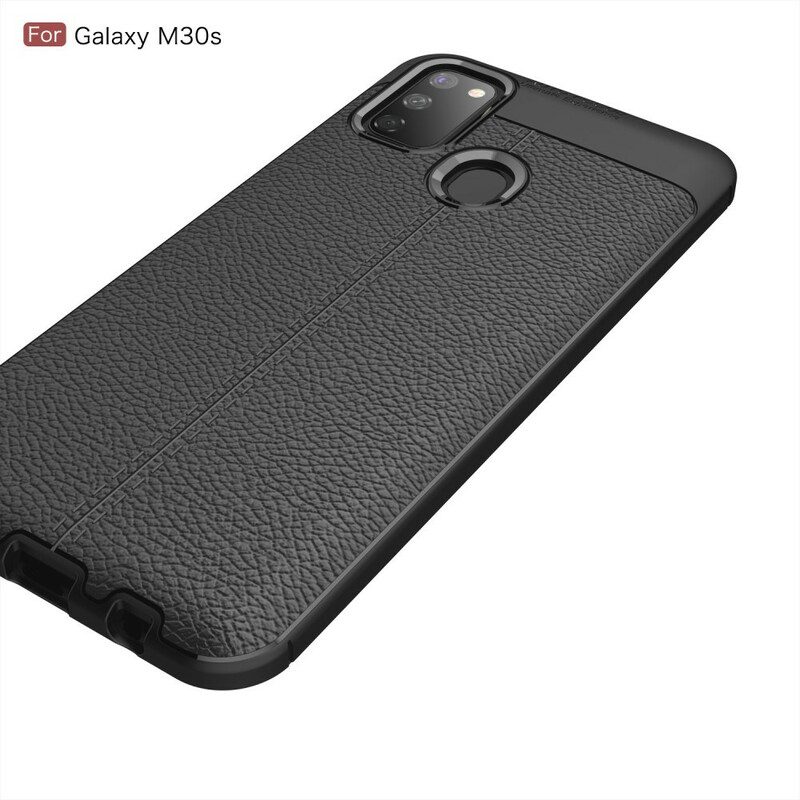 Telefoonhoesje voor Samsung Galaxy M21 Dubbellijnig Litchi-leereffect