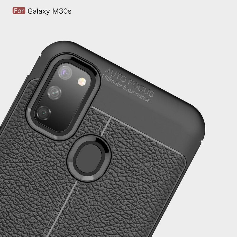 Telefoonhoesje voor Samsung Galaxy M21 Dubbellijnig Litchi-leereffect