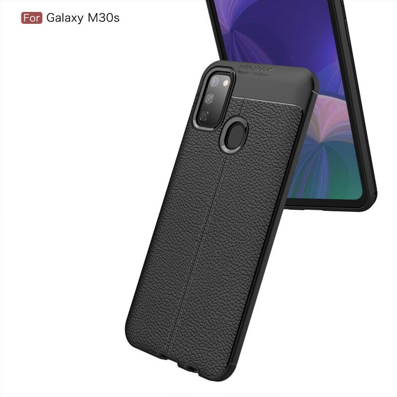 Telefoonhoesje voor Samsung Galaxy M21 Dubbellijnig Litchi-leereffect