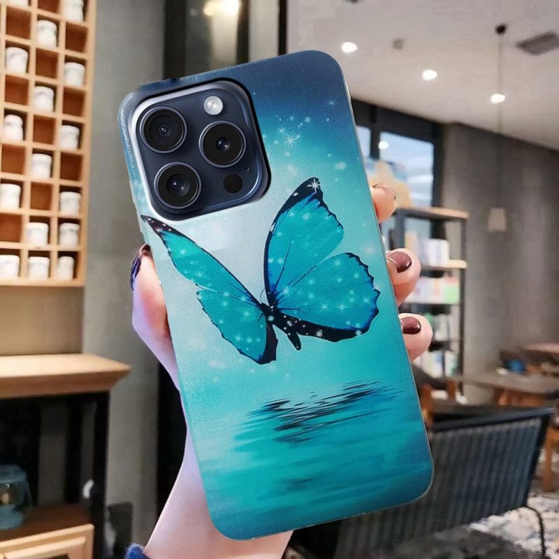 Case Hoesje iPhone 16 Pro Telefoonhoesje Blauwe Vlinder