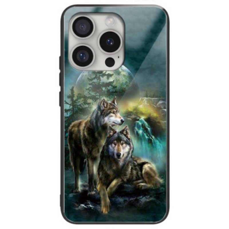 Cover Hoesje iPhone 16 Pro Telefoonhoesje Wolven Van Gehard Glas