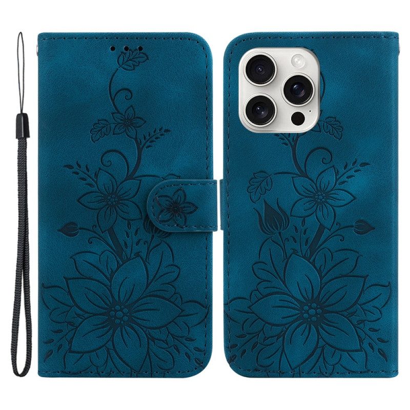 Flip Case Leren iPhone 16 Pro Bloemen