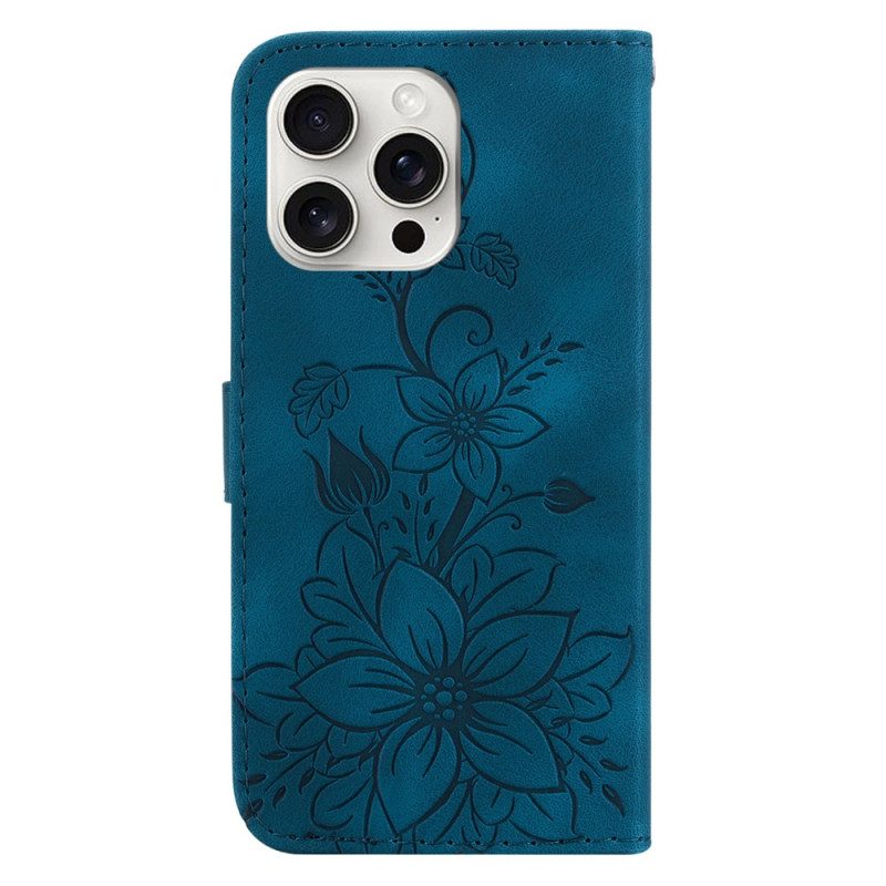 Flip Case Leren iPhone 16 Pro Bloemen