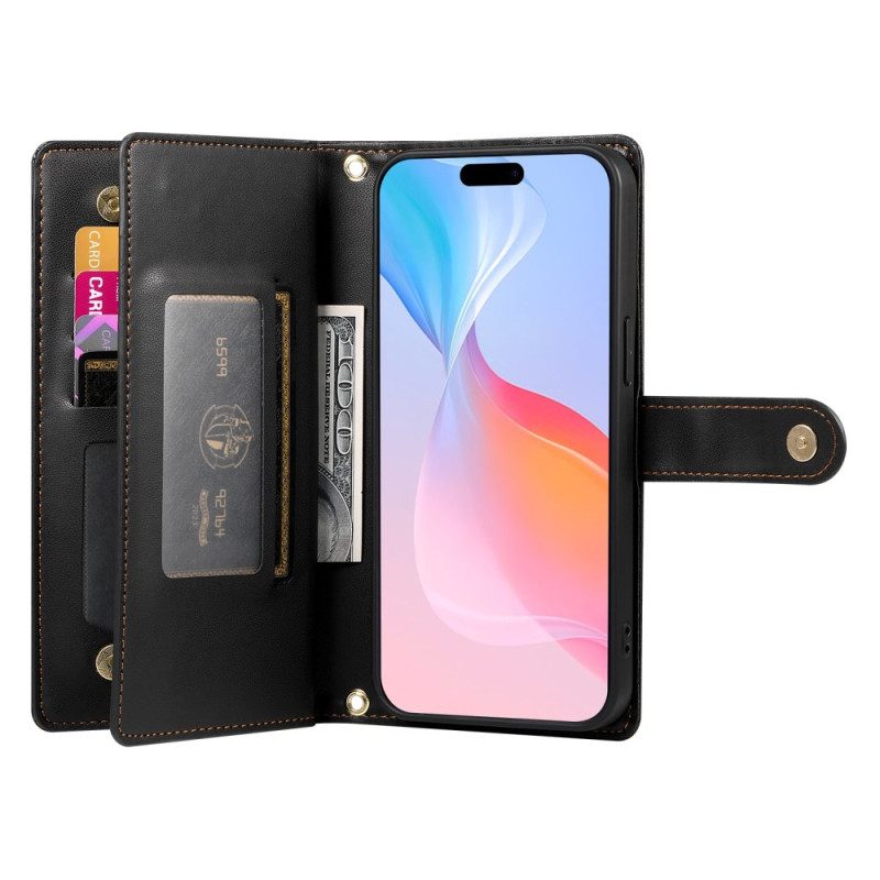 Folio-hoesje iPhone 16 Pro Schouderband En Draagriem