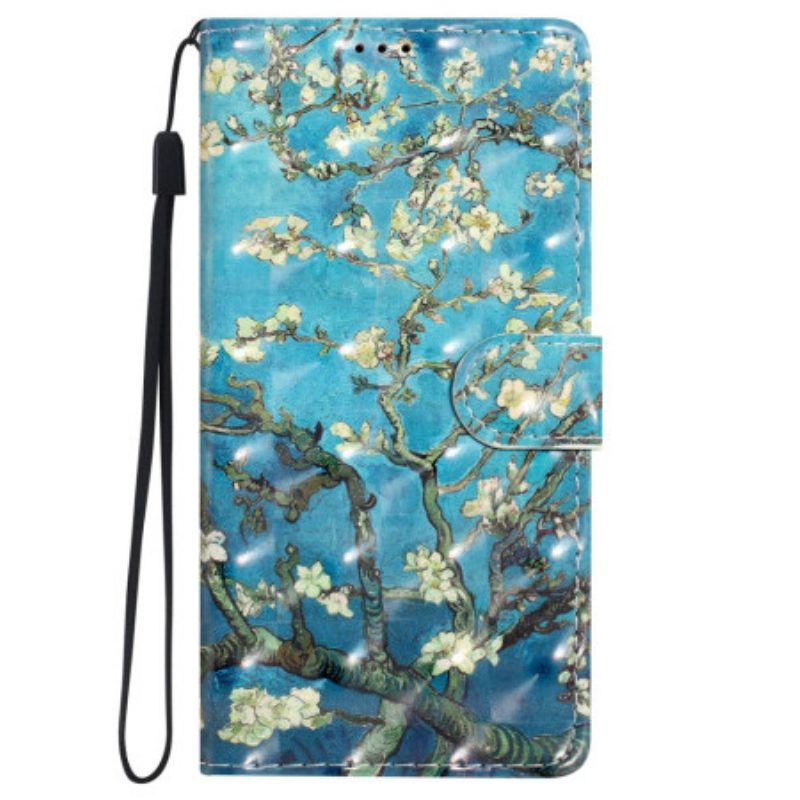 Folio-hoesje iPhone 16 Pro Telefoonhoesje Bloemenkunst Met Riem