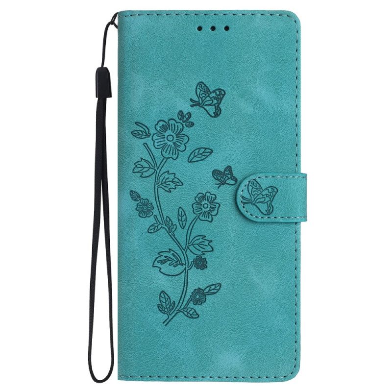 Folio-hoesje iPhone 16 Pro Telefoonhoesje Bloemenmotiefprint