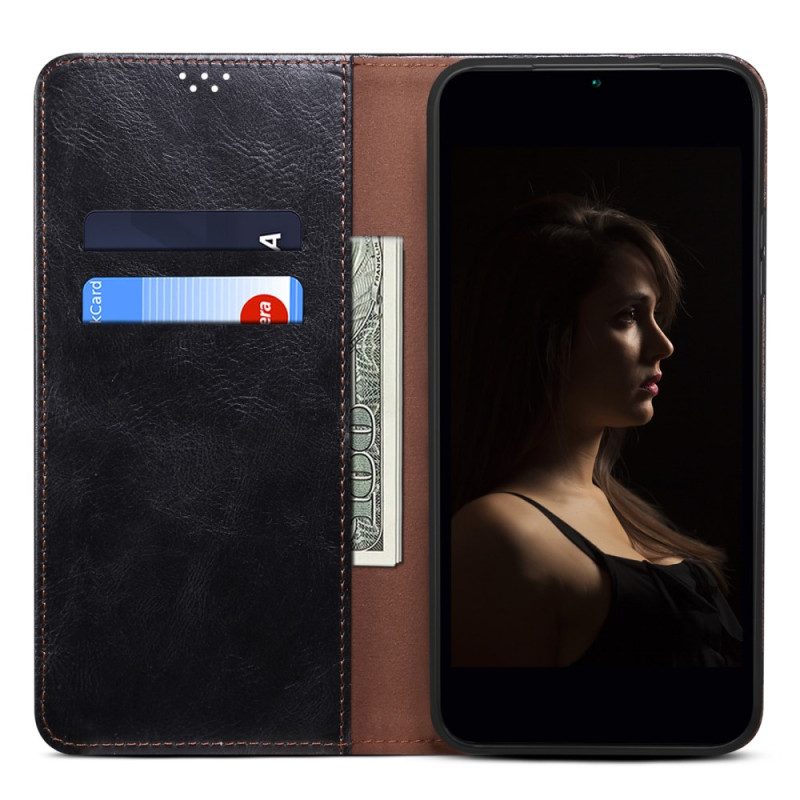 Folio-hoesje iPhone 16 Pro Telefoonhoesje Gewaxt Imitatieleer