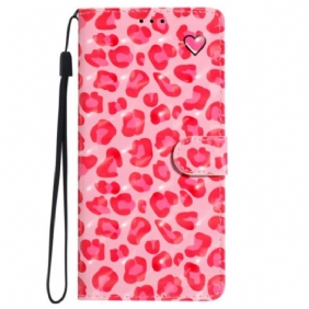 Folio-hoesje iPhone 16 Pro Telefoonhoesje Roze Luipaardband