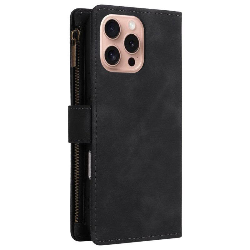 Folio-hoesje iPhone 16 Pro Telefoonhoesje Suede-effect Band En Schouderband