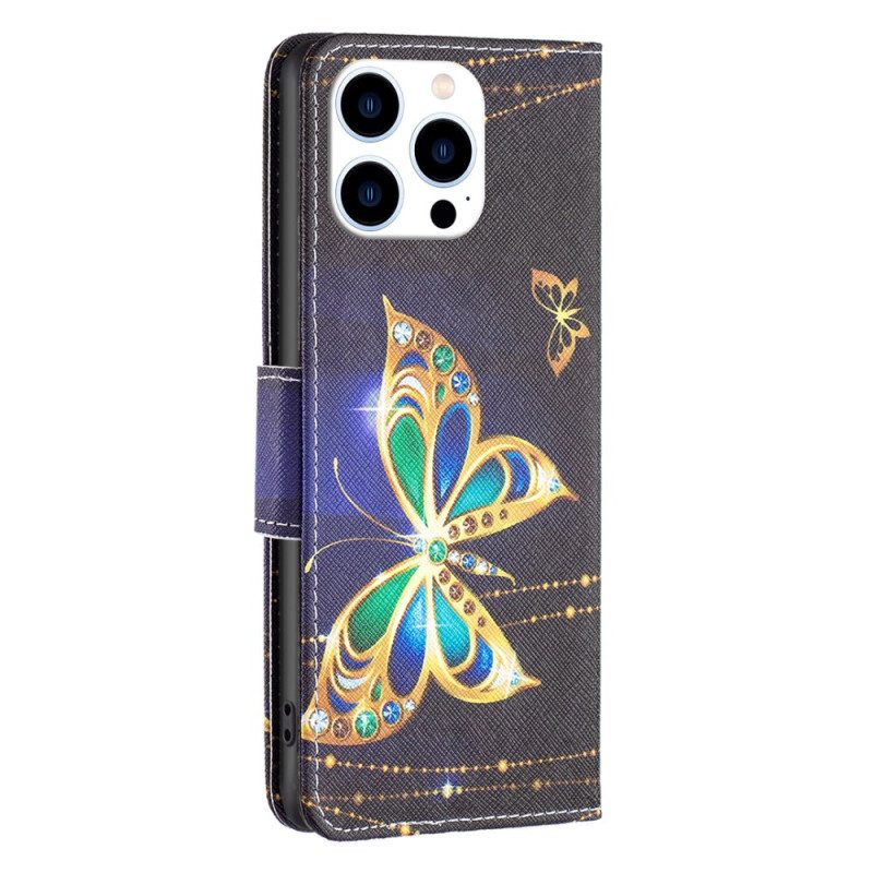 Folio-hoesje iPhone 16 Pro Telefoonhoesje Vlinders Sieraden