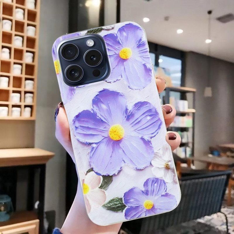 Hoesje iPhone 16 Pro Paarse Bloemen