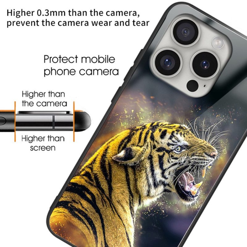 Hoesje iPhone 16 Pro Roaring Tiger Gehard Glas Bescherming Hoesje