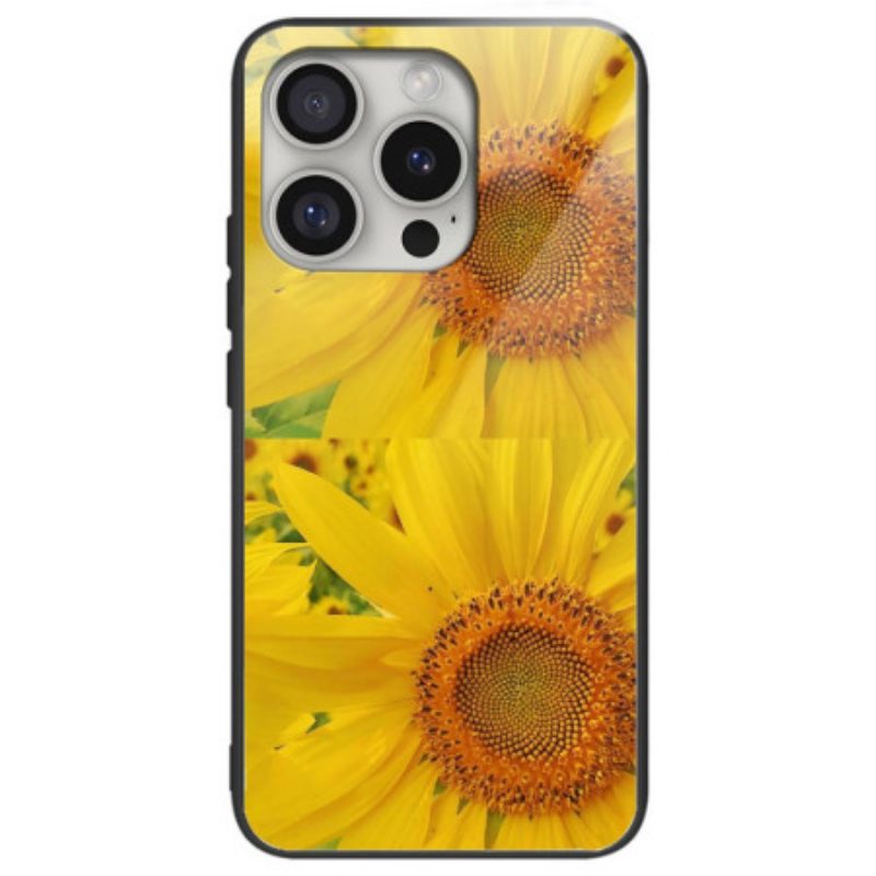 Hoesje iPhone 16 Pro Zonnebloem Gehard Glas