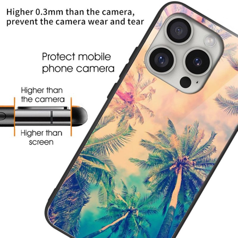 Hoesje Voor iPhone 16 Pro Palmboom Gehard Glas